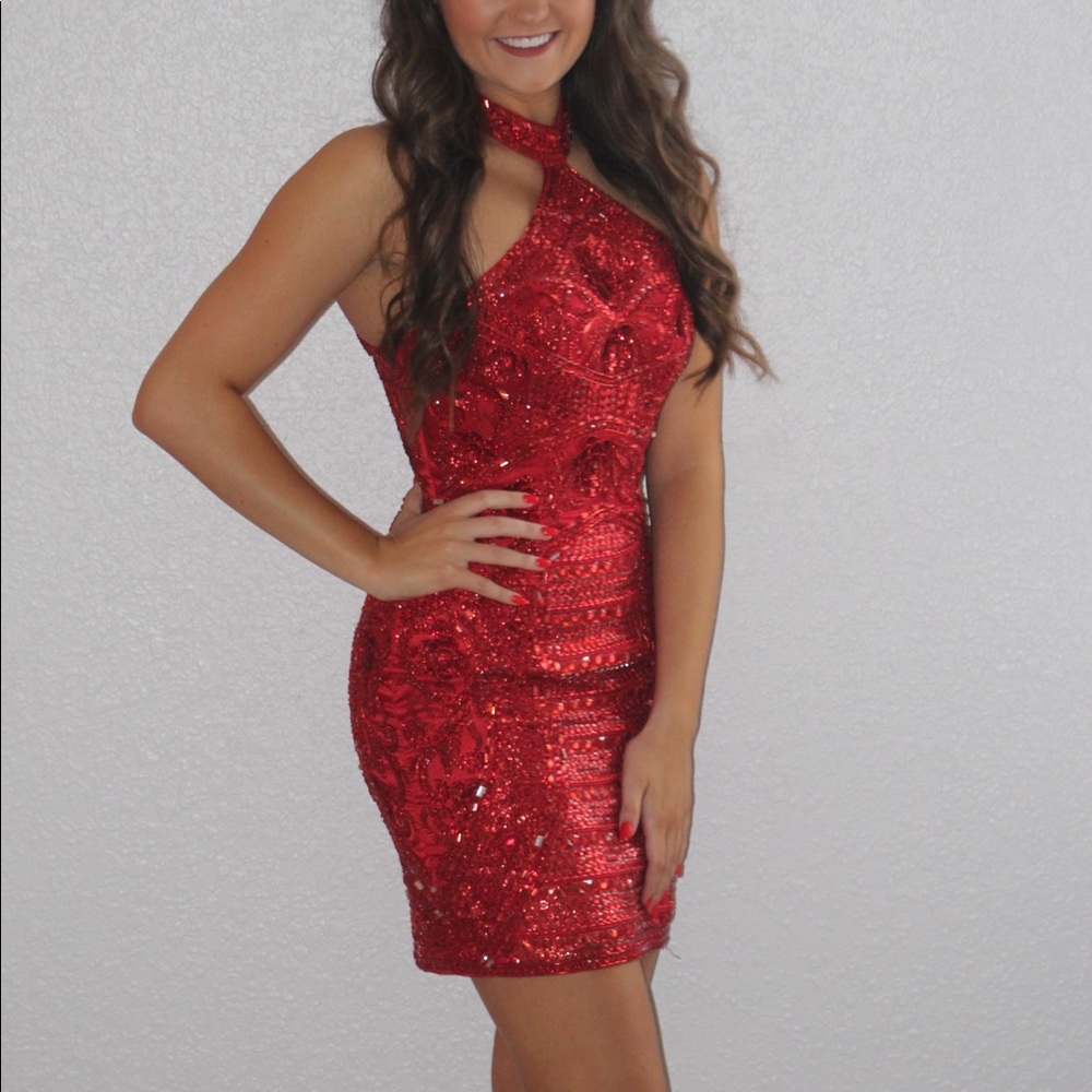 Sherri Hill Red Prom Homecoming Formal Dress